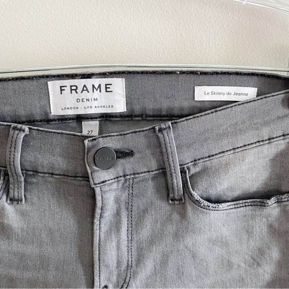 Frame Le Skinny De Jeanne 27 Grey Ripped Distressed Skinny Jeans Stretch - Picture 10 of 11